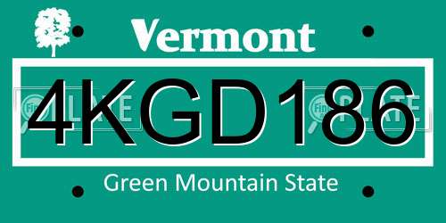 4KGD186 Vermont License Plate