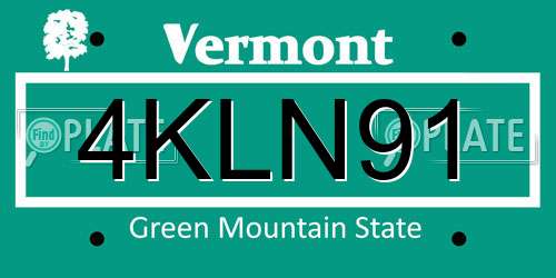 4KLN91 Vermont License Plate