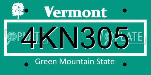 4KN305 Vermont License Plate