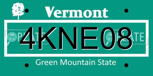 4KNE08 Vermont License Plate