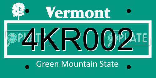 4KR002 Vermont License Plate