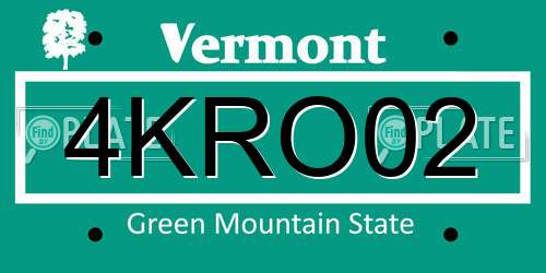 4KRO02 Vermont License Plate