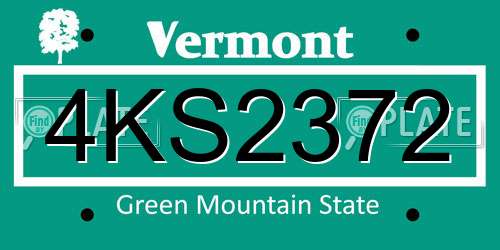 4KS2372 Vermont License Plate