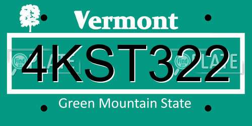 4KST322 Vermont License Plate