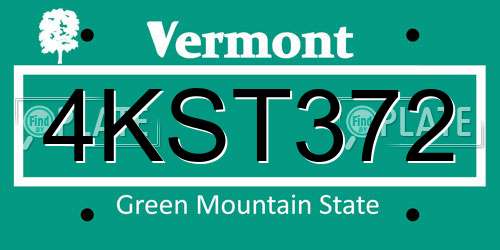4KST372 Vermont License Plate