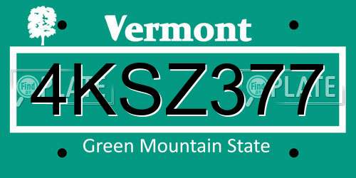 4KSZ377 Vermont License Plate