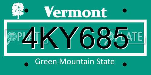 4KY685 Vermont License Plate