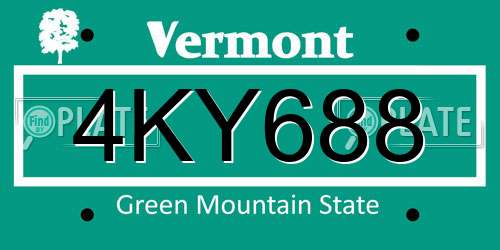 4KY688 Vermont License Plate