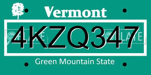 4KZQ347 Vermont License Plate