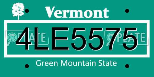 4LE5575 Vermont License Plate