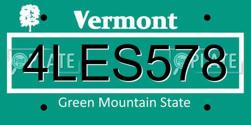 4LES578 Vermont License Plate