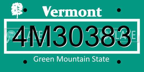 4M30383 Vermont License Plate