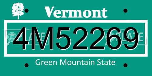 4M52269 Vermont License Plate