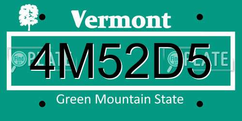 4M52D5 Vermont License Plate