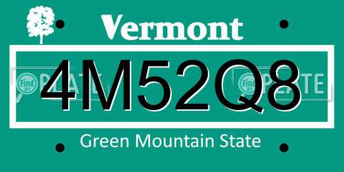 4M52Q8 Vermont License Plate