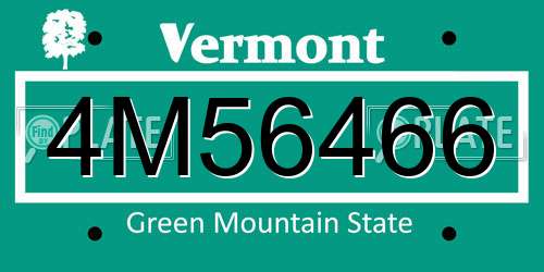 4M56466 Vermont License Plate