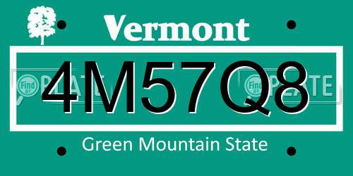 4M57Q8 Vermont License Plate