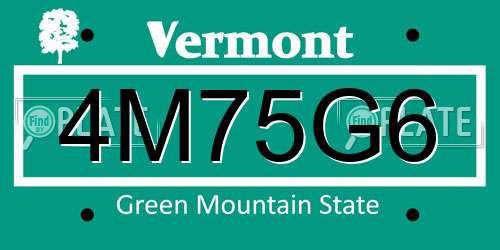 4M75G6 Vermont License Plate