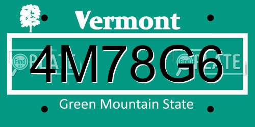 4M78G6 Vermont License Plate