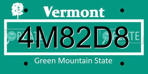 4M82D8 Vermont License Plate