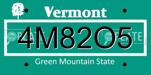 4M82O5 Vermont License Plate