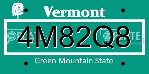4M82Q8 Vermont License Plate