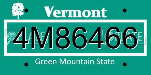 4M86466 Vermont License Plate