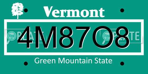 4M87O8 Vermont License Plate