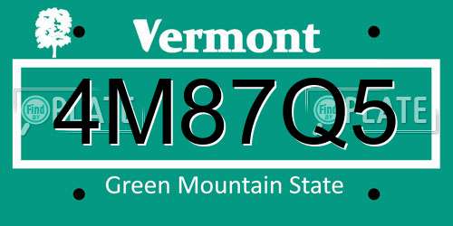 4M87Q5 Vermont License Plate