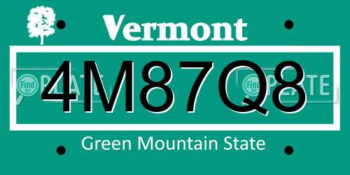 4M87Q8 Vermont License Plate