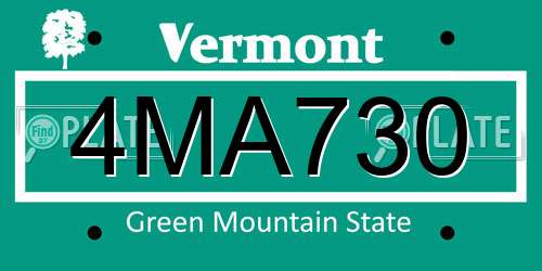 4MA730 Vermont License Plate
