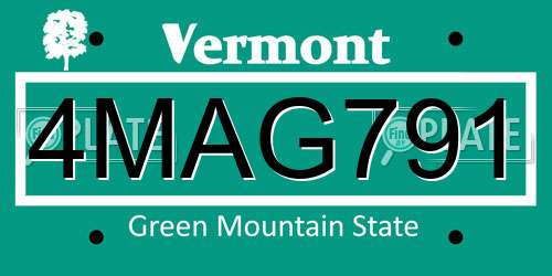 4MAG791 Vermont License Plate