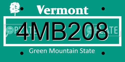 4MB208 Vermont License Plate