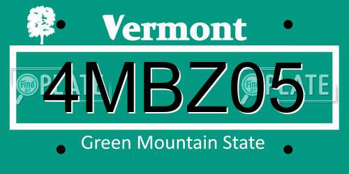 4MBZ05 Vermont License Plate