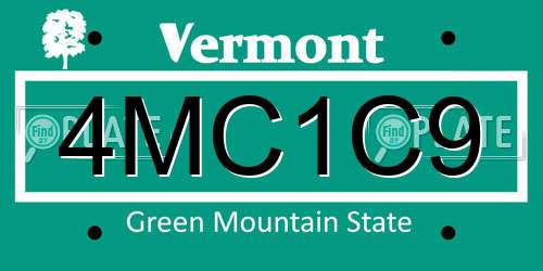 4MC1C9 Vermont License Plate