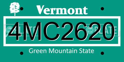 4MC2620 Vermont License Plate