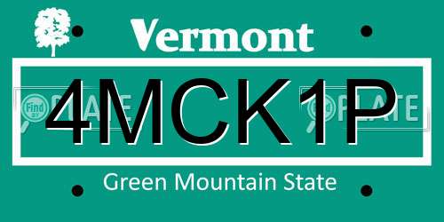 4MCK1P Vermont License Plate