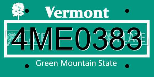 4ME0383 Vermont License Plate