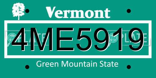4ME5919 Vermont License Plate