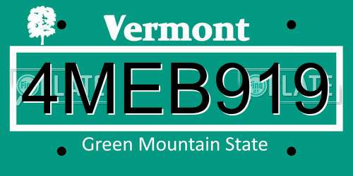 4MEB919 Vermont License Plate