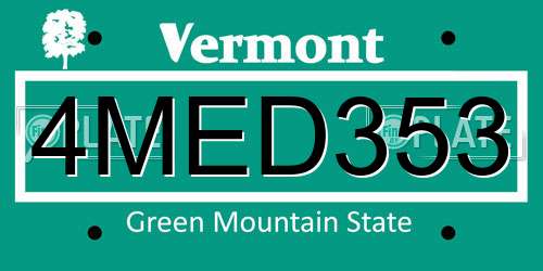4MED353 Vermont License Plate
