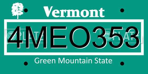4MEO353 Vermont License Plate