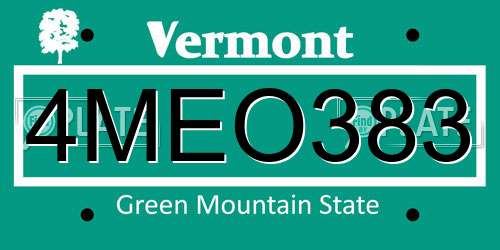 4MEO383 Vermont License Plate