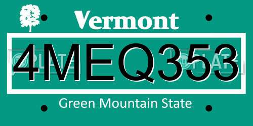 4MEQ353 Vermont License Plate