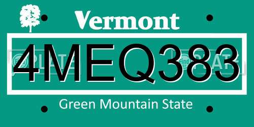 4MEQ383 Vermont License Plate