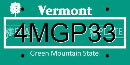 4MGP33 Vermont License Plate