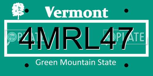 4MRL47 Vermont License Plate