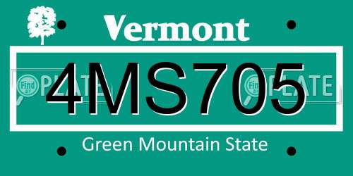 4MS705 Vermont License Plate