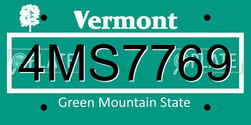 4MS7769 Vermont License Plate