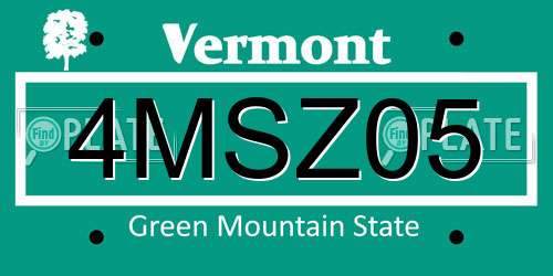 4MSZ05 Vermont License Plate
